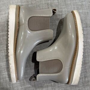Gray Chelsea Rain Ankle Boots